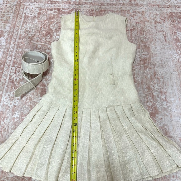 NWT Commense Tweed Pleated Cream Dress - Picture 6 of 14